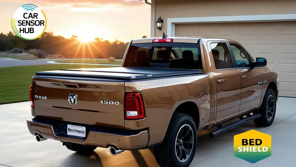 Best tonneau cover installed on Ram 1500 truck with bed partially opened
