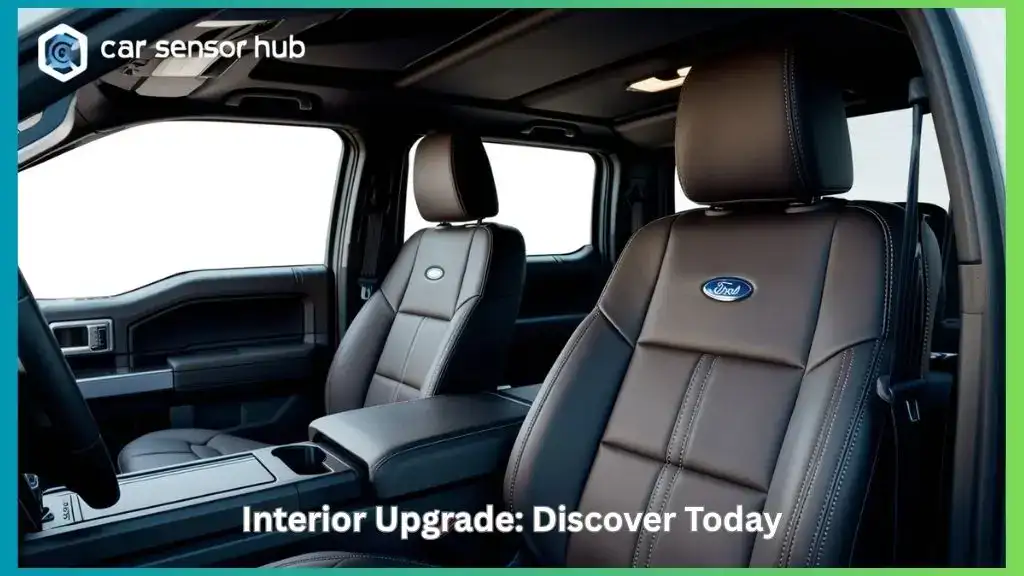 2019 Ford F-150 with black leather seat covers and soft interior lighting