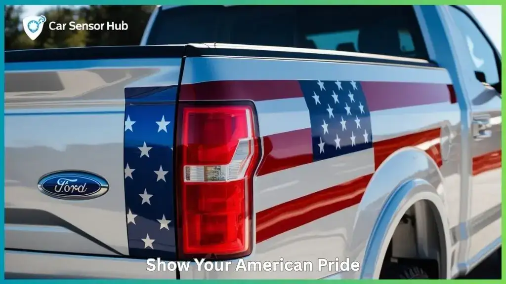 Ford F-150 rear panel with American flag decal