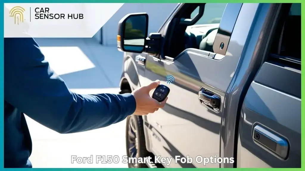Man holding a Ford F-150 key fob beside a modern truck