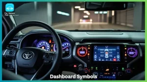 Toyota Tacoma dash lights and warning indicators illuminated inside the cabin