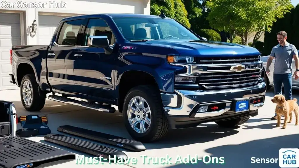 Chevrolet Silverado 1500 with running boards, bed mat, and key cover accessories