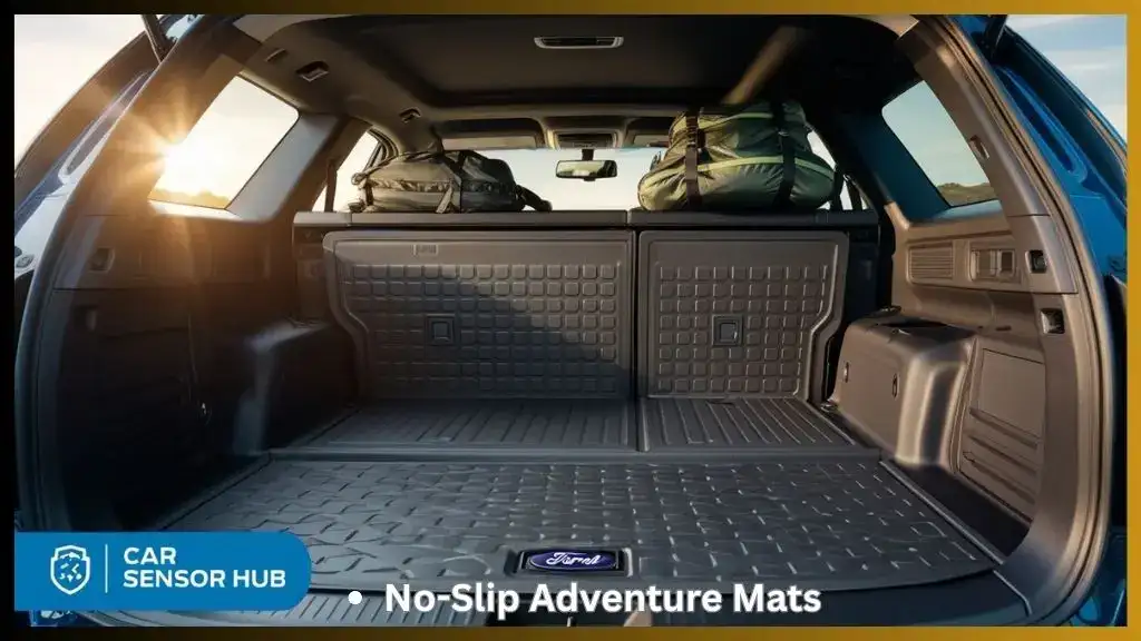 Ford Explorer cargo area with fitted bed mats protecting the floor.
