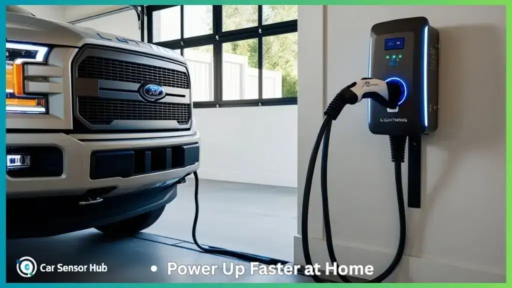 Ford F-150 Lightning charging with a Level 2 EV wall charger