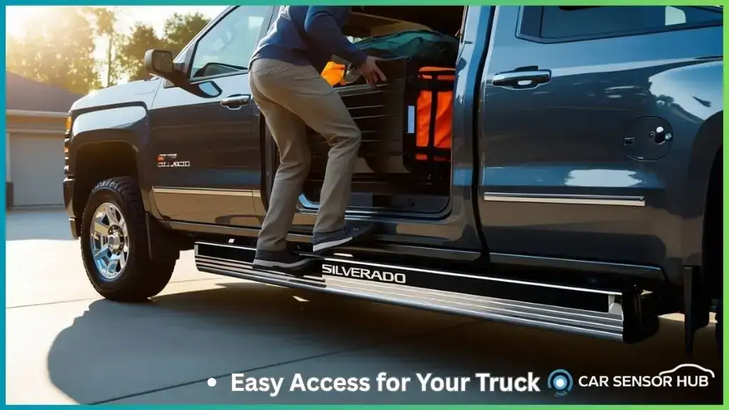 Chevrolet Silverado 1500 with chrome running boards for easy access