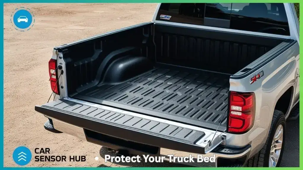 Custom-fit black bed mat in Chevrolet Silverado 1500 truck bed