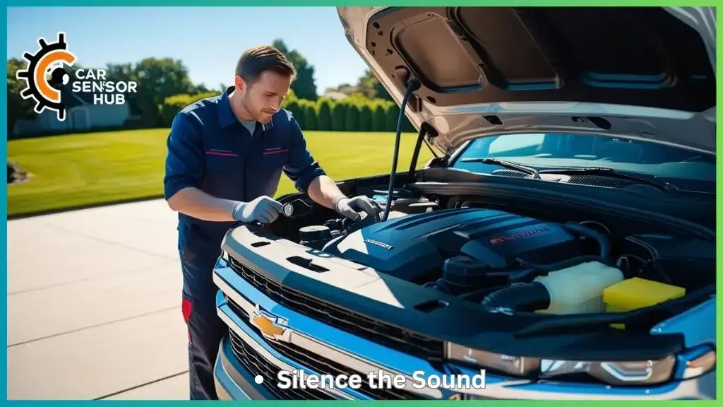 Mechanic inspecting engine of a Chevrolet Silverado 1500