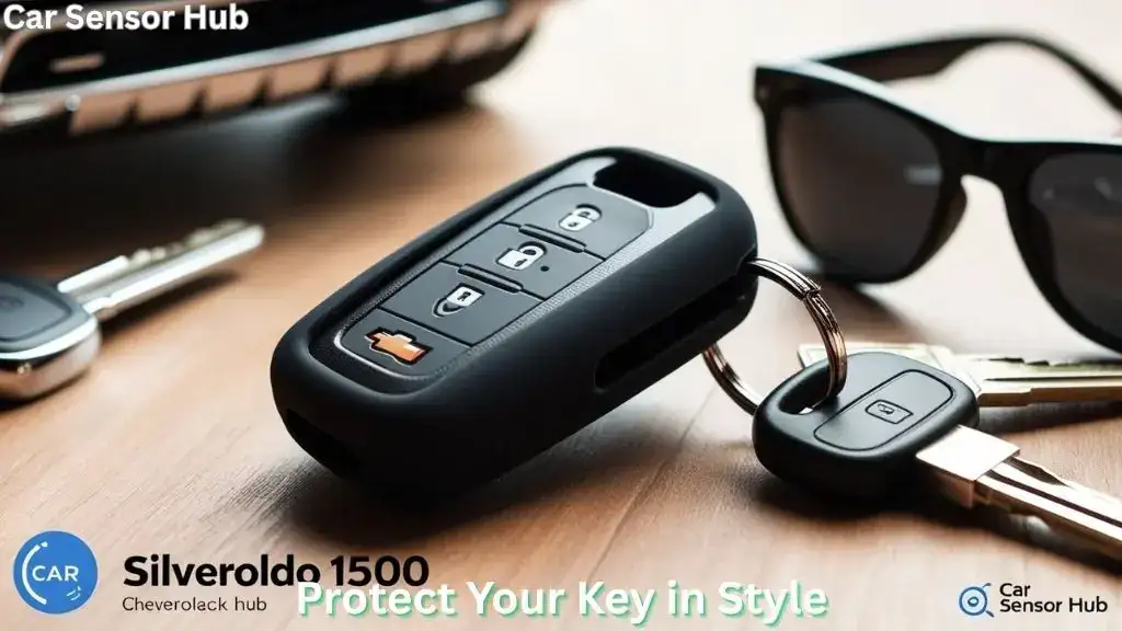 Chevrolet Silverado 1500 key fob in a black silicone cover