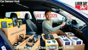Person installing car accessory without tools during Labor Day sale