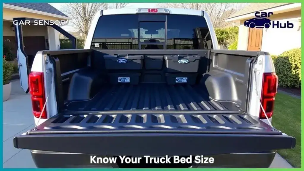 Ford F-150 Lightning truck bed shown with tailgate down displaying cargo capacity