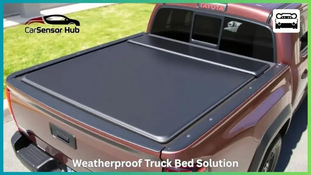 Toyota Tacoma truck bed secured with a fitted tonneau cover