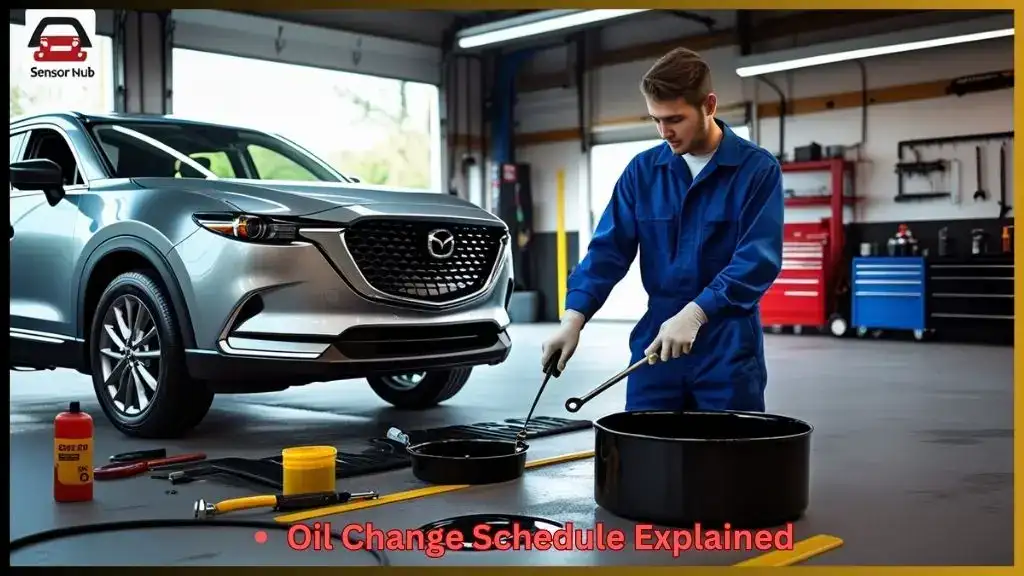 Mechanic performing Oil Change Interval Guide for Mazda CX-9