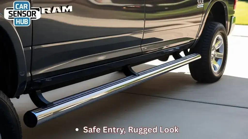 Ram 2500 Crew Cab with chrome tubular running boards installed