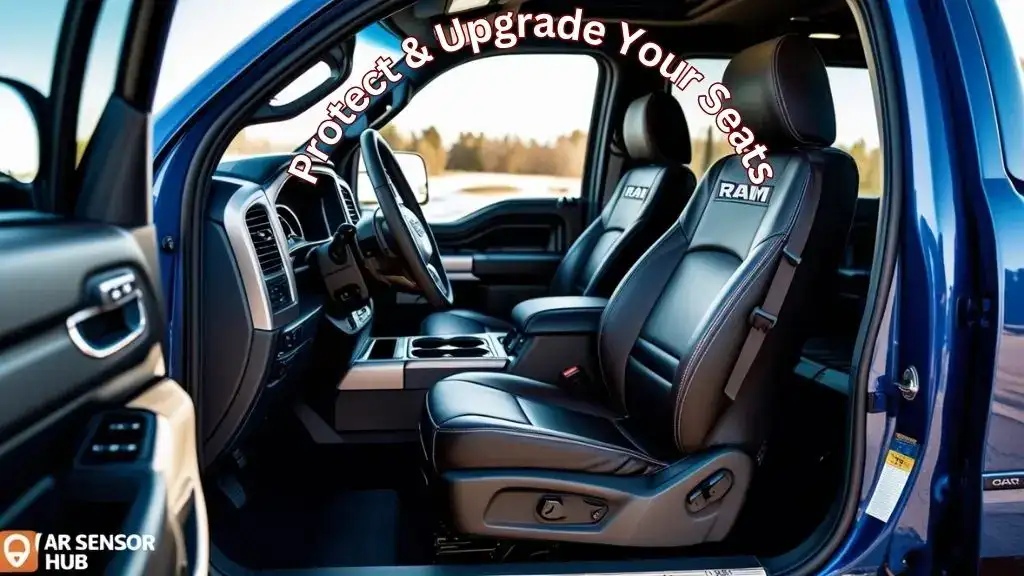 Ram 2500 interior with premium leather seat covers installed