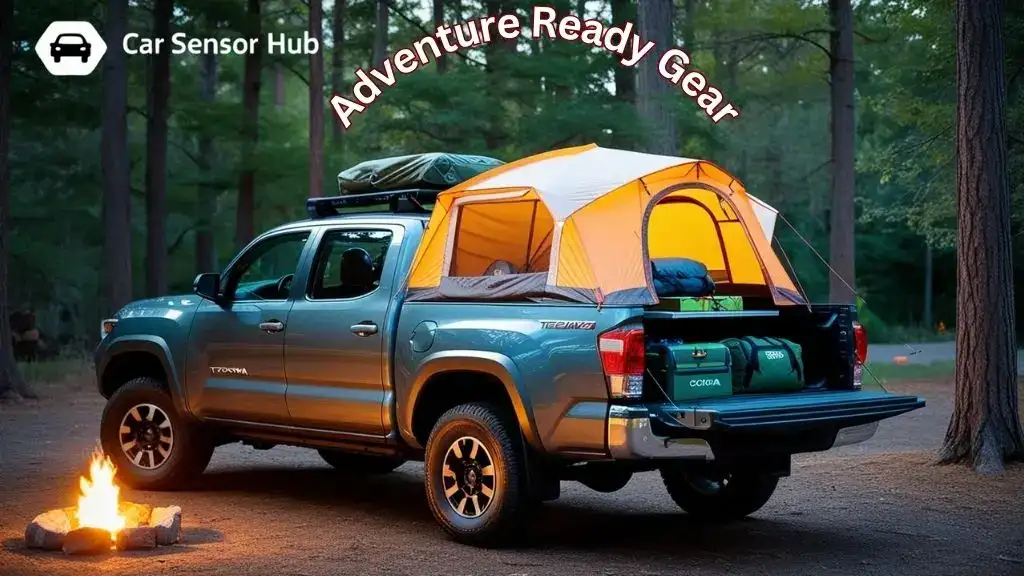 Toyota Tacoma 5ft truck bed tent setup for outdoor camping