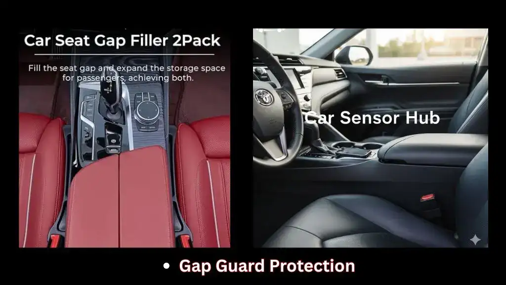 Toyota Camry interior with seat gap filler installed between seat and console
