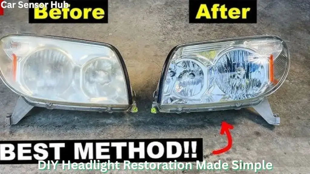 Person restoring cloudy Toyota Camry headlights with kit