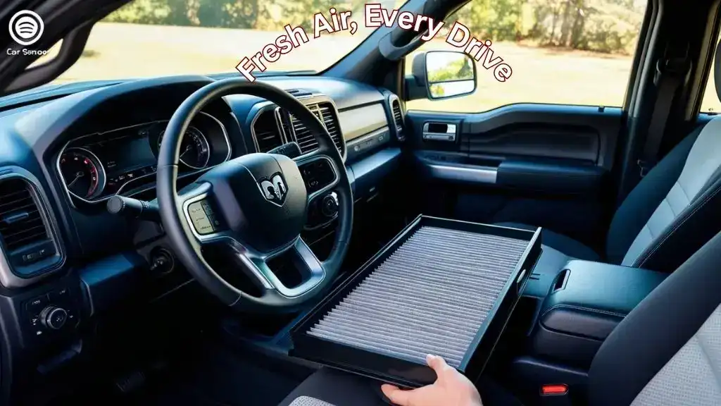 Ram 2500 glove box open with cabin air filter being replaced