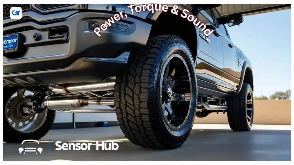 Ram 2500 truck with aftermarket performance exhaust system installed