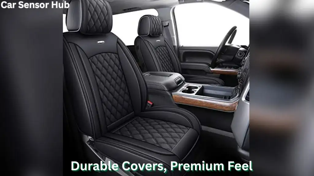 Chevrolet Silverado 1500 interior with comfortable seat covers installed, showing premium seating comfort.