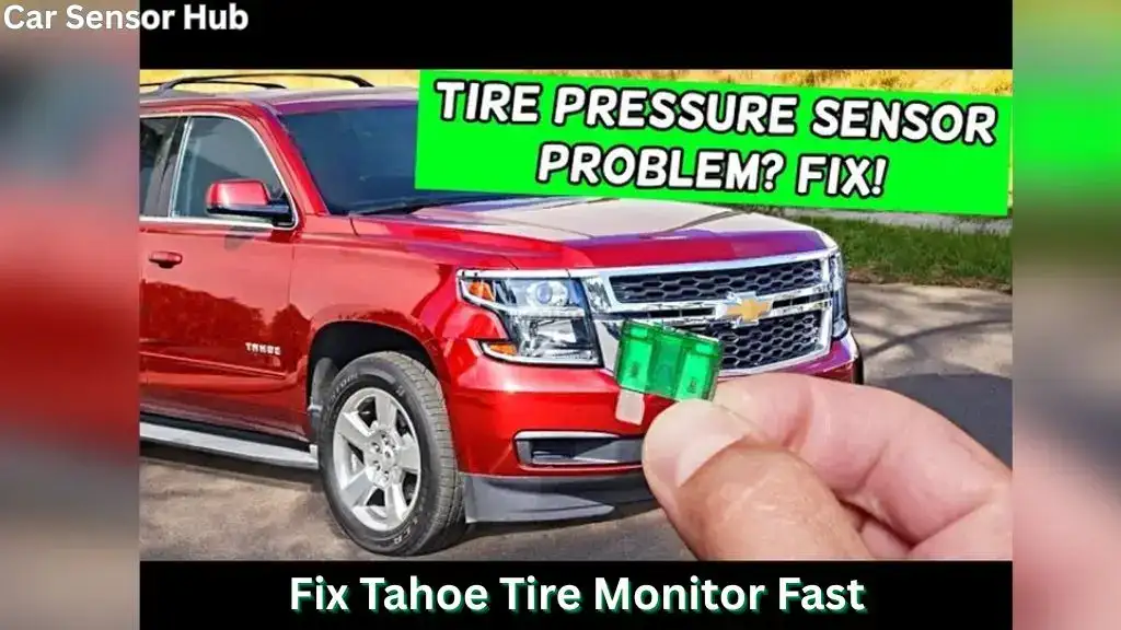 Driver resetting Chevrolet Tahoe tire monitor error using TPMS tool near dashboard
