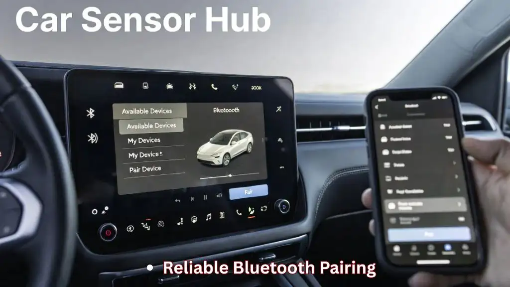 Driver pairing smartphone with Chevrolet Tahoe Bluetooth via infotainment screen