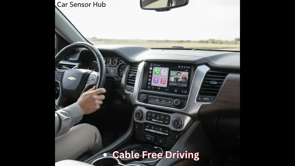 How to Use Chevrolet Tahoe Wireless Carplay showing Apple CarPlay active on the infotainment screen during real driving