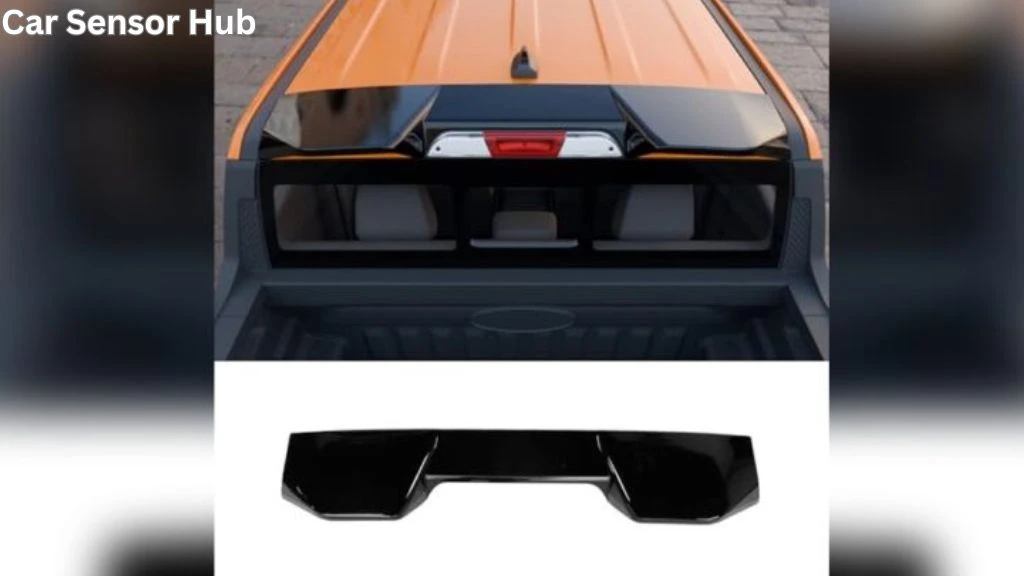 Maxzina Truck Cab Spoiler on a Ford Maverick with glossy black finish shown from the rear roof edge