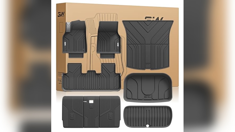 A side-by-side comparison of the best floor mats for Tesla Model Y, featuring 3D MAXpider and TuxMat all-weather liners.