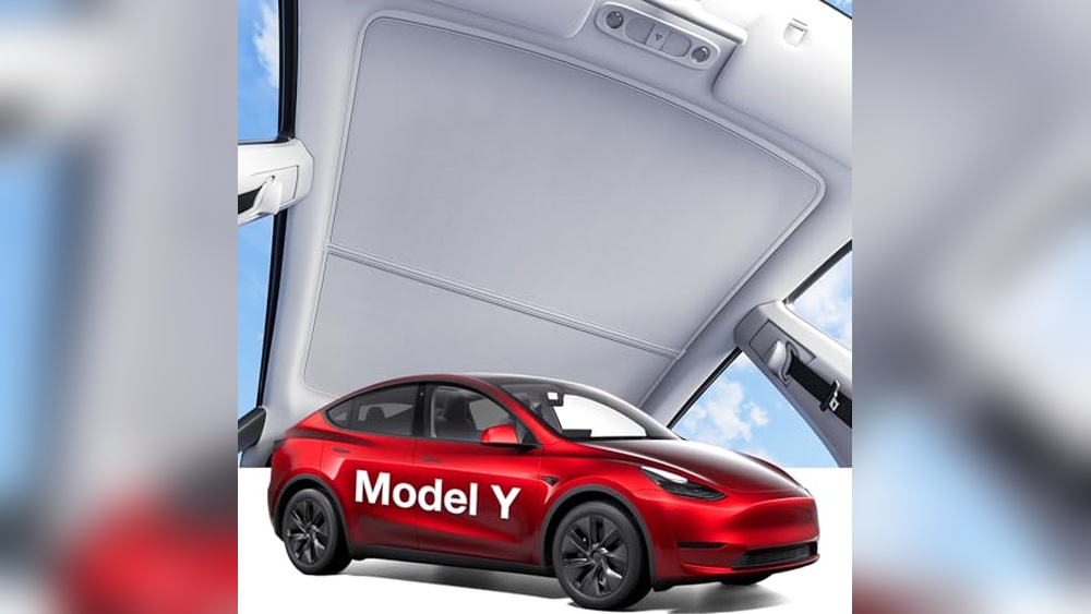 Best Roof Sunshade for Tesla Model Y installed on panoramic roof reducing glare and heat