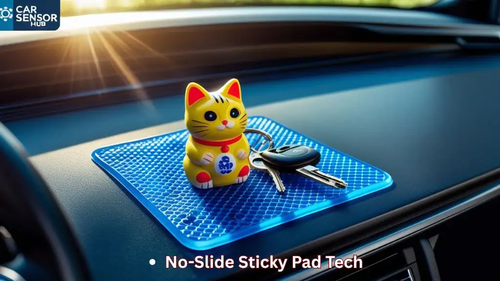 Car Dashboard Toys With Sticky Pads shown on a car dashboard, colorful toys securely sticking in place under sunlight