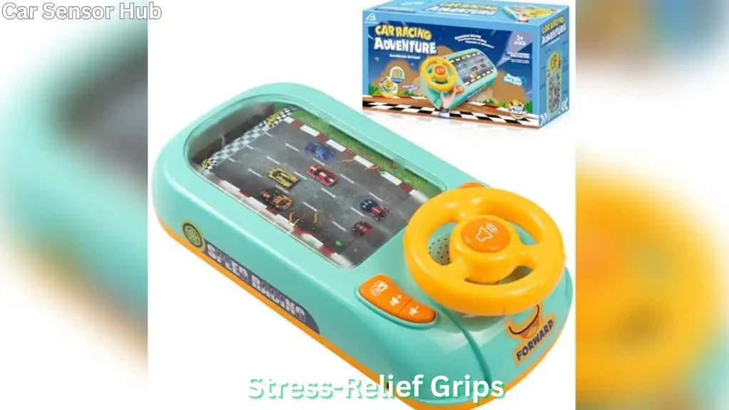 A driver using a silent steering wheel fidget roller for stress relief and concentration.