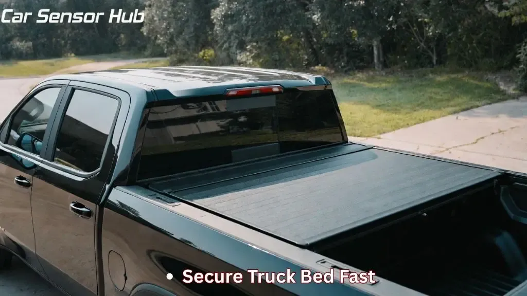 Hard Tri-Fold Tonneau Cover Sierra 1500 installed on truck bed for secure cargo protection.