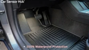 A set of custom-fit 3D MAXpider all-weather floor mats installed in a 2026 Tesla Model 3 Highland, showing full coverage and raised edges.
