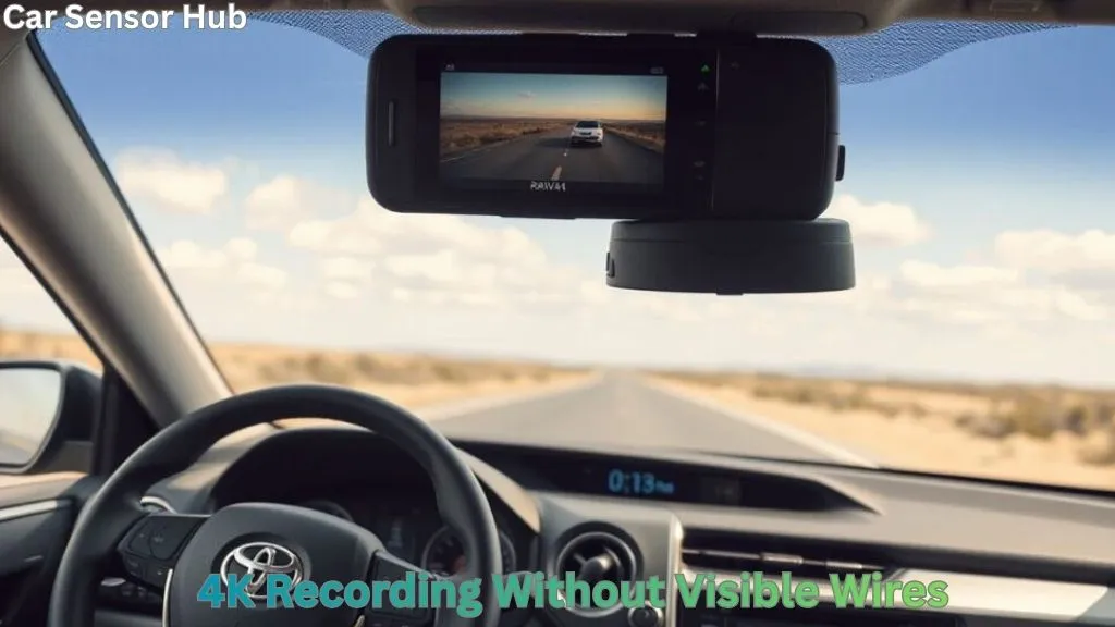 An integrated 4K FitcamX dash cam installed in a 2026 Toyota RAV4.