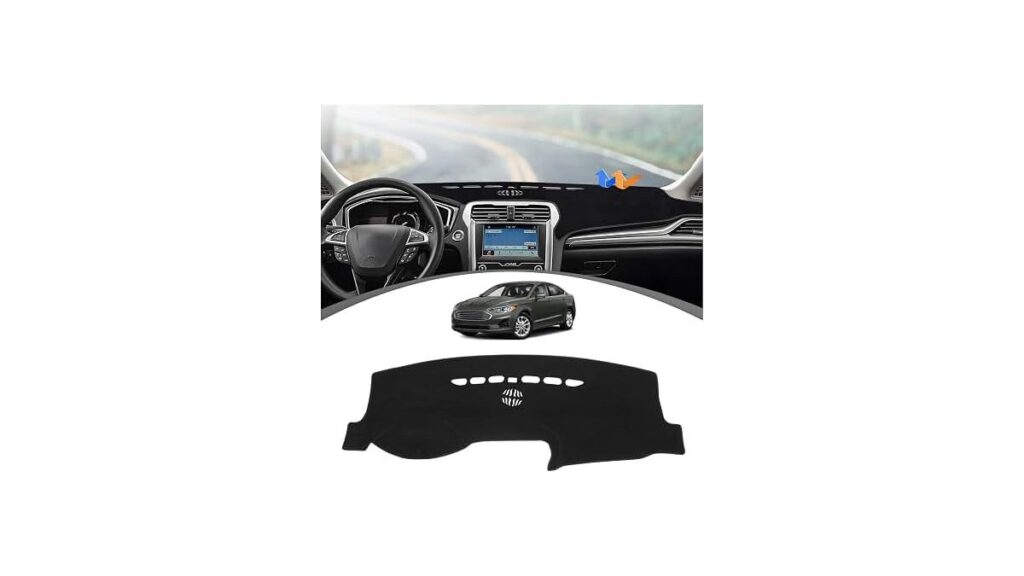 A high-quality non-slip dashboard cover pad installed on a modern Ford Fusion interior.