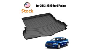 A durable waterproof cargo liner installed inside the spacious trunk of a Ford Fusion.