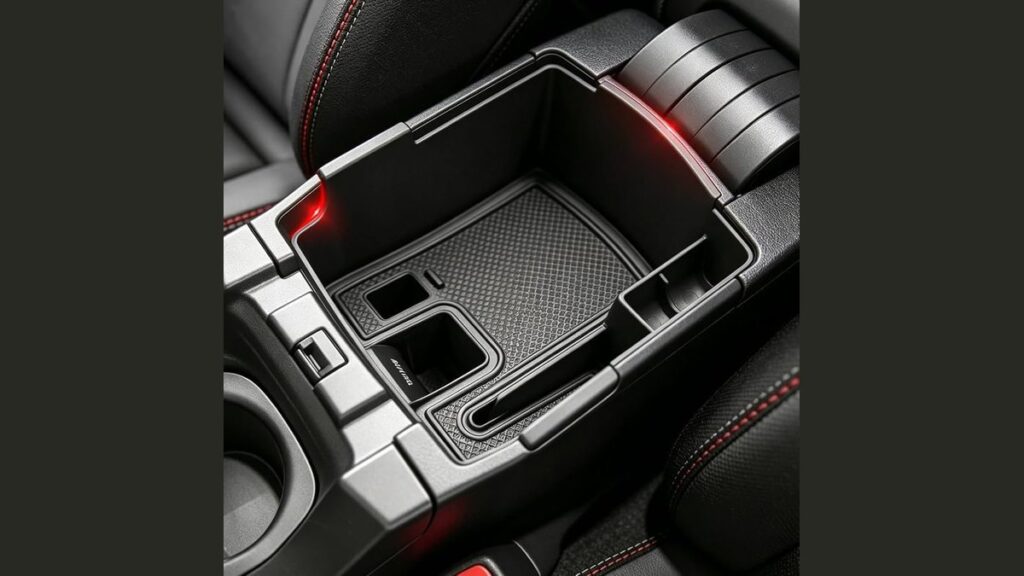 A center console organizer for Toyota Corolla holding small everyday items inside the vehicle.