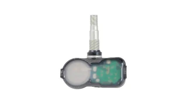 A close-up view of a TPMS sensor for a Toyota Corolla tire.