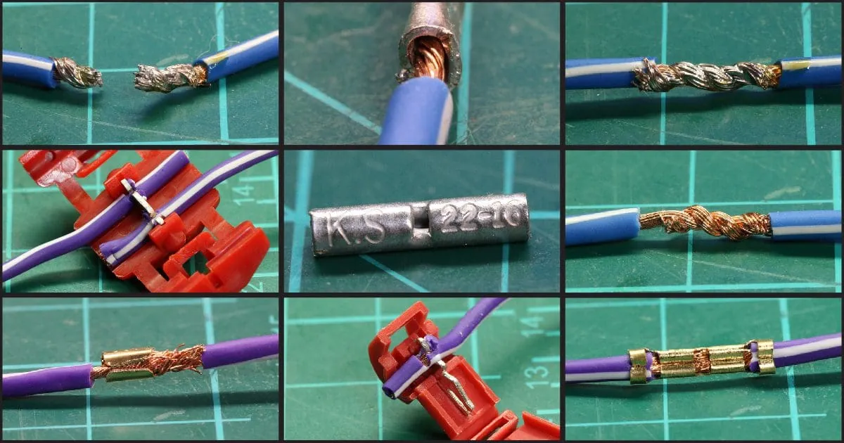 Hot soldering iron making a clean joint on automotive wiring harness wire