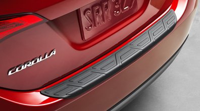 Rear bumper protector fitted on a Toyota Corolla in a well-lit garage