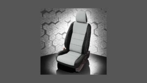 Tan leather seat covers fitted on Toyota Corolla front seats in natural light